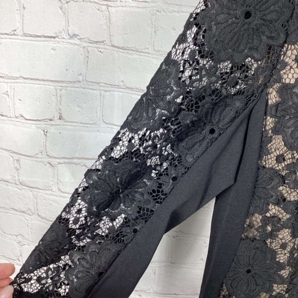 NWT Nine West Black Lace Floral Embroidered Shift Midi Dress Women’s Size 8 - Picture 4 of 12